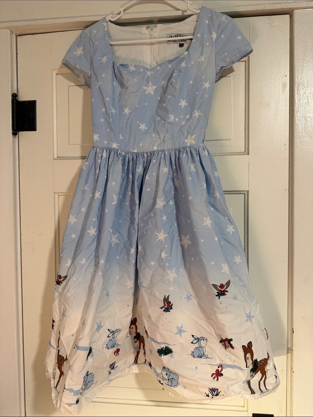 Light Blue & White Snowflake Animal Print  Dress